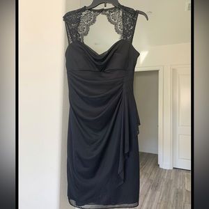 Signature Valerie Black Sleeveless Lace Trimmed Neck Open Back Size 18W